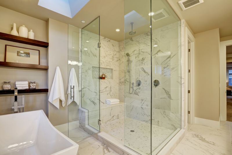 Open Shower with Clear Glass